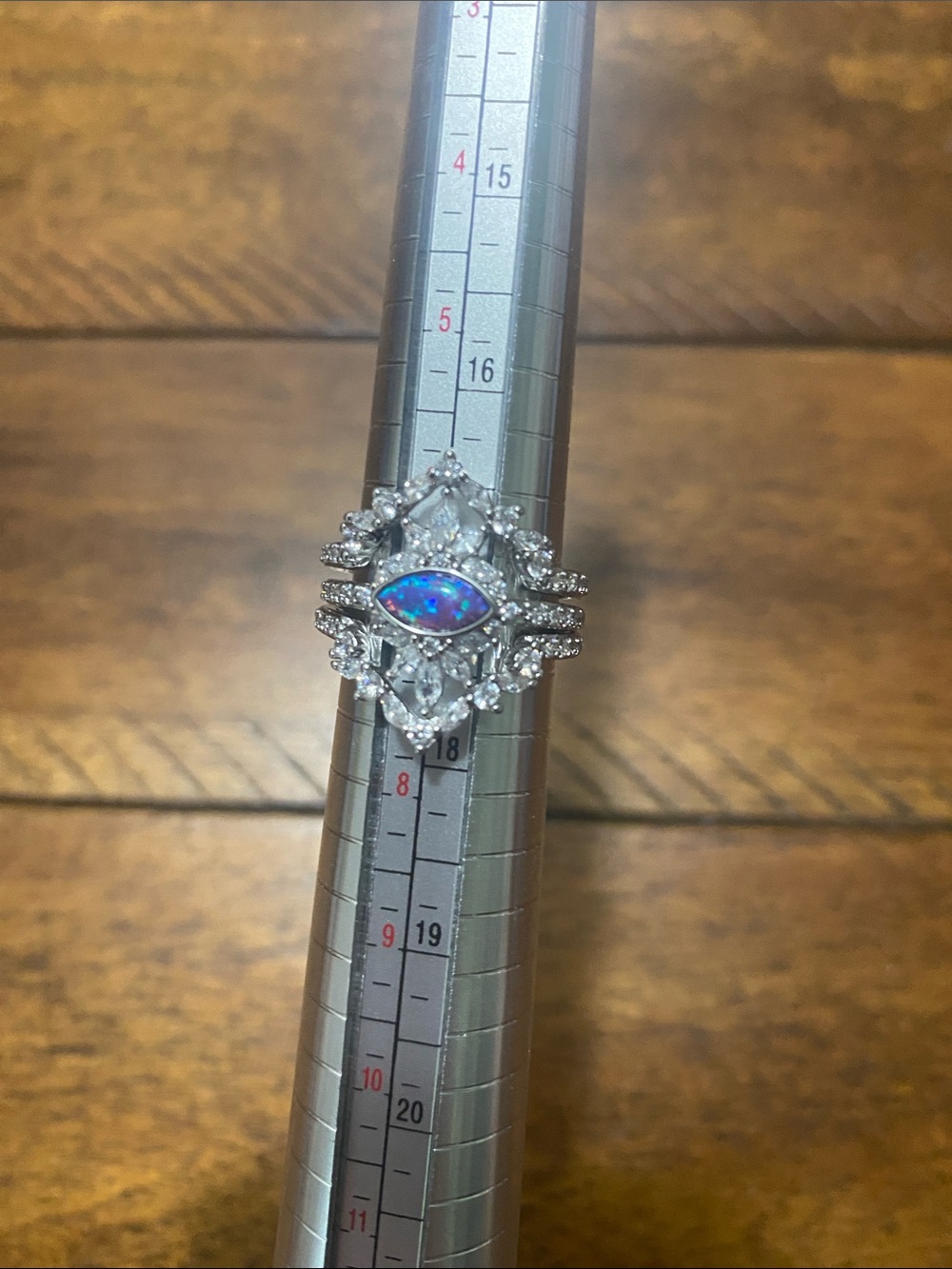 Bomb Party Lymphoma Awareness Ring - Purple Fire Opal - Rhodium Plating - 7